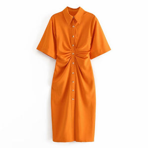 Pleated Shirt Dress