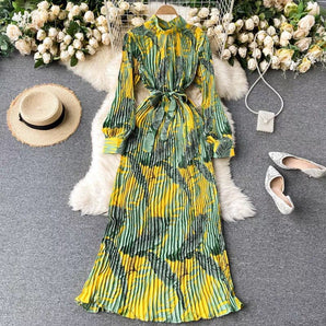 Multicolored Spring Summer Chiffon Dress