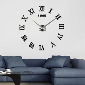 3D Roman Numerals Acrylic Mirror Wall Clock Fashion DIY Quartz Clock Home Decoration Clock Living Room Stickers