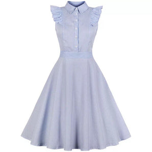 Short Sleeve Ruffle Vintage Dress